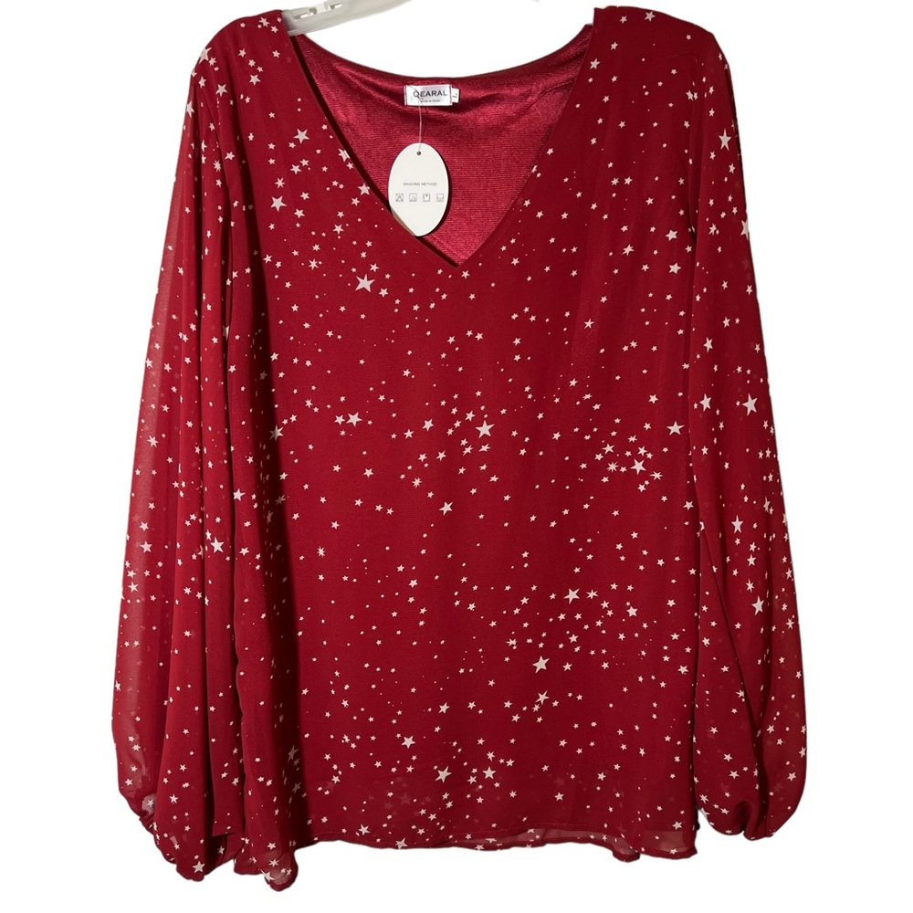 Qearal Blouse V-neck Popover Top
